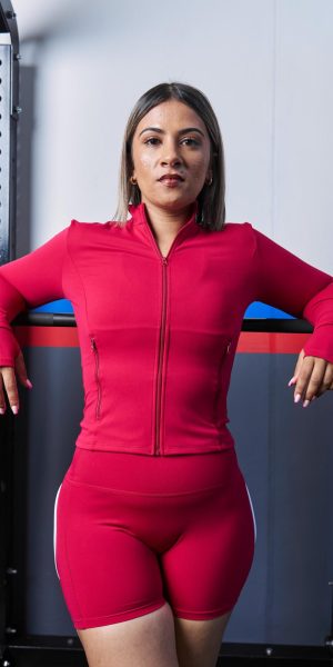 Zip Up Jacket With Pocket Red / Black